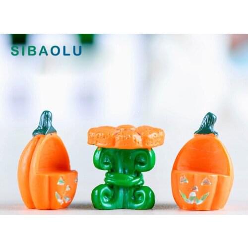 4pcs/set Strawberry Apple Pumpkin model Table Chair miniature figurine Resin Craft home fairy garden decoration DIY accessories