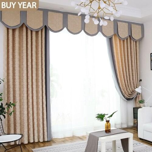 2021 New Chinese Style Curtains for Living Dining Room Bedroom Light Luxury Chenille Jacquard Curtains Valance Customization