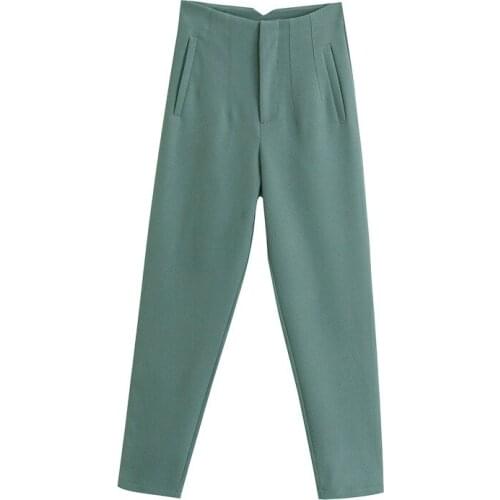 Spring Summer new womens suit pants 2021 fashionable seven-color pendant high-waist straight harem casual suit pants office lady