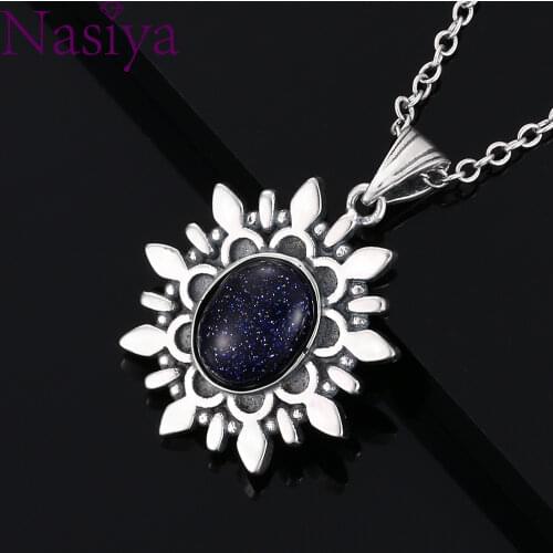 New Fashion Natural Blue Light Moonstone Pendants Necklaces For Women Men S925 Sterling Silver Jewelry Daily Life Birthday Gift