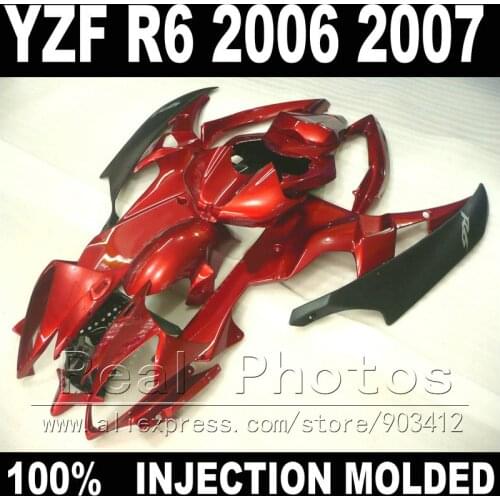 NEW plastic parts for YAMAHA R6 fairing kit 06 07 Injection molding wine red matte black 2006 2007 YZF R6 fairings