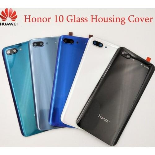 Original Huawei Honor 10 Glass Back Battery Cover Rear Door Housing For Honor 10 COL-L29 With Camera Glass Lens+Logo Replacement