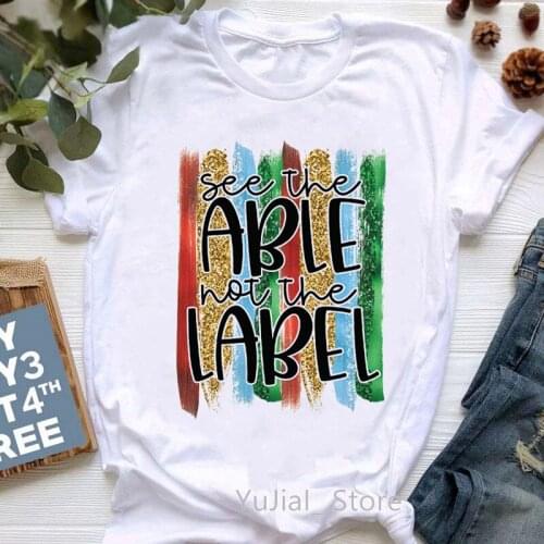 Rainbow Women Clothing Watercolor See The Able Not The Label Print Tshirt Femme Alltimes Love Donuts T-Shirt Ohio Home T Shirt