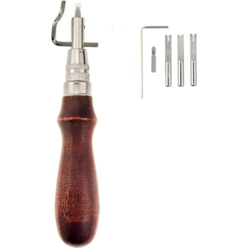7 in 1 Groovers tool for leather wooden handle / steel groove knife Leather Edge skin tool leather stitching leather craft tool