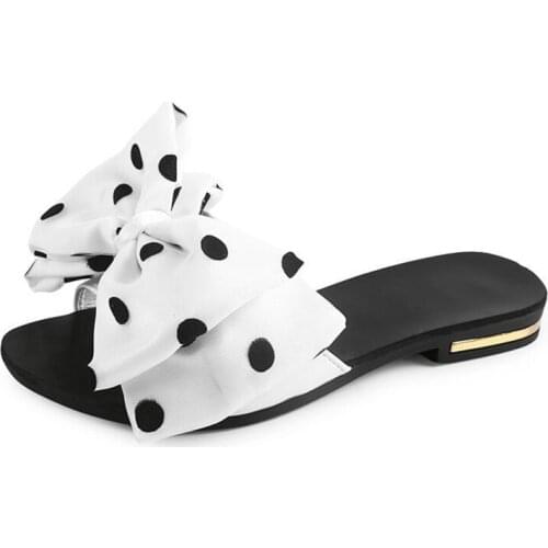 Akexiya Nre Womens Flat Sandals 2021 Bowtie Slipper Flats Sandal Open Toe Summer Shoe Women Sexy Party Beach Female Footwear