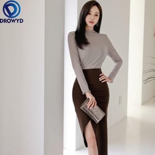 Chic O-neck Patchwork Women Dress Elegant OL Style Summer Pencil Dress Vestidos Full Sleeve Female Bodycon Party Dresses 2021