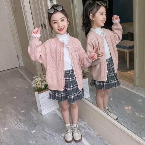 Girls Sweater Babys Coat Outwear 2021 Soft Thicken Warm Winter Autumn Knitting Casual Cardigan Top Cotton Childrens Clothing