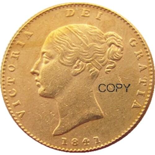 UK 1841-PS Queen Victoria Young Head Gold Coin Very Rare Half Sovereign Die Copy Coins