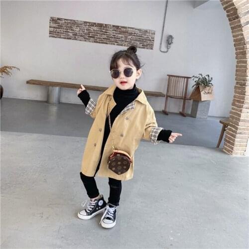 Girls Babys Kids Windbreaker Coat Jacket Outwear 2021 Khaki Spring Autumn Overcoat Top Formal Beach Cardigan Childrens Clothin