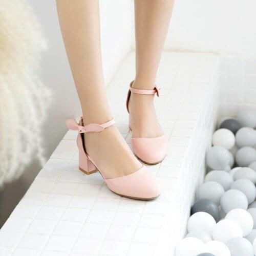 Big Size 11 12 13 14 15 high heels sandals women shoes woman summer ladies Baotou thick-heeled bow with one-word fastener