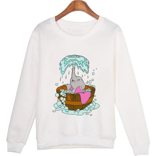 Kawaii Dumbo Print Women Sweatshirt Fashion O-Neck Female Clothes Streetwear Pullovers Hoodies Dropship Shirts Harajuku Shirt