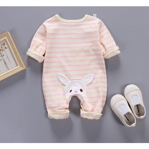 ZWF245 Baby Spring Autumn Clothing Newborn Infant Baby Boy Girl Cotton Romper Knitted Ribbed Jumpsuit Solid Clothes Warm Outfit
