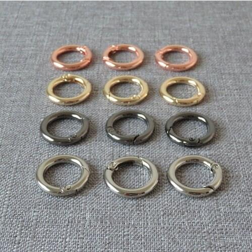 100 pcs 15mm Metal spring gate O rings openable keyring for car bag belt strap buckle snap clasp hook sewing garment accessories