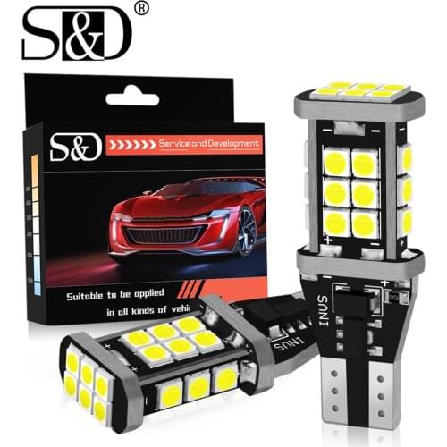 2Pcs W16W T15 LED Bulbs Canbus OBC Error Free 3030 SMD LED Backup Light 921 912 W16W LED Bulbs Car Reverse Lamp Xenon White 12V