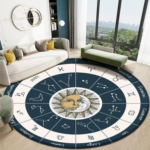 2020 Twelve Constellation Art Circular Area Rug F Flannel Rug Baby Family Living Room Horoscope Rug Bedroom Fashion Mat Zodiac