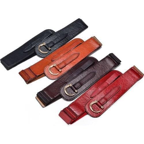 2021 brand new women wide elastic leather belt fashion dress belts