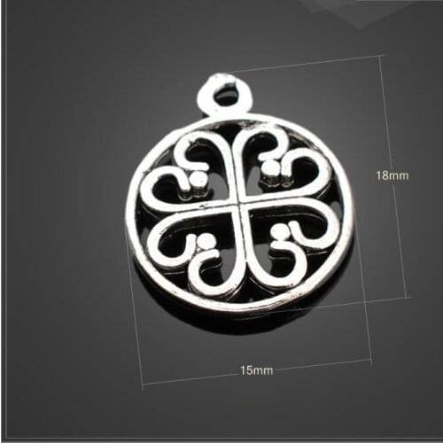 30 PCS/Lot 15mm*18mm metal diy handmade tibetan silver small round pendant charms for jewlery diy