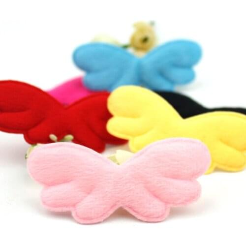 42Pcs 3.5*7.8cm plush Butterfly Angel wings Padded Appliques for childrens crafts Headwear DIY kids Hairpin Decor wholesale