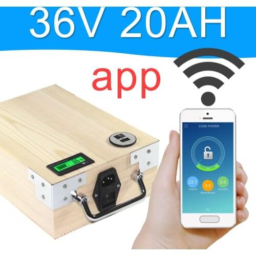APP 36V 20AH Electric bike LiFePO4 Battery Pack Phone control Electric bicycle Scooter ebike Power 800W Wood
