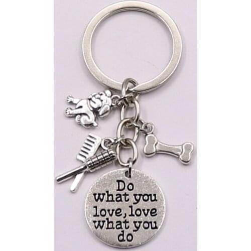 Cute Dogs Key Chain Poodle Groomer Keyring Do What You Love Jewelry
