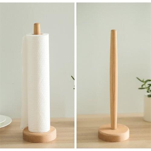 Paper Holder Dropship Kitchen Toilet Paper Holder Hanging Bathroom Oak Wood Paper Tissue Holder Roll Towel Rack Stand Organizer