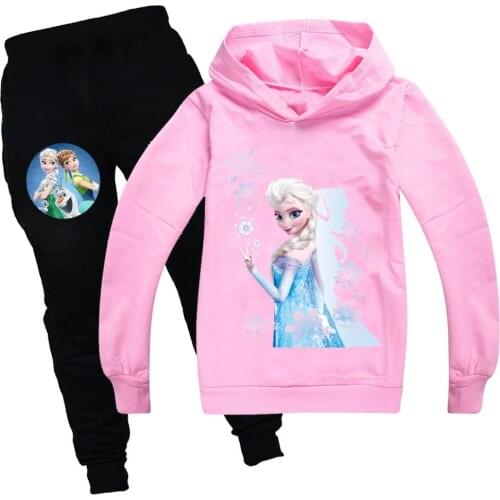 Disney Children Tracksuit Kids Clothing Sets Baby Girls Fashion Sports Suits Hoodies Sweatshirts+Pants 2 Pcs Frozen Elsa Clothes