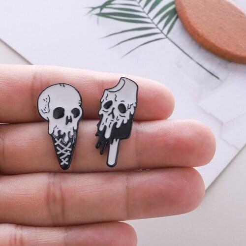 Skull Ice Cream Enamel Lapel Pins Button Hot to Death Badges Brooches Men Funny Jewelry Accessories Gift for Bag Jeacket