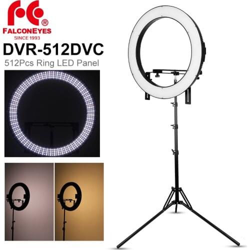 FalconEyes 31W DVR-512DVC Photography Studio LED Lamp 3000-5600K Adjustable Color Temperature Video Ring Light+180cm Light Stand