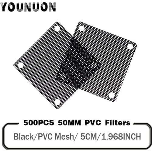 500PCS YOUNUON 50mm Cooling Fan Filters PVC Mesh for Protection 50x50mm 5cm PVC Filter