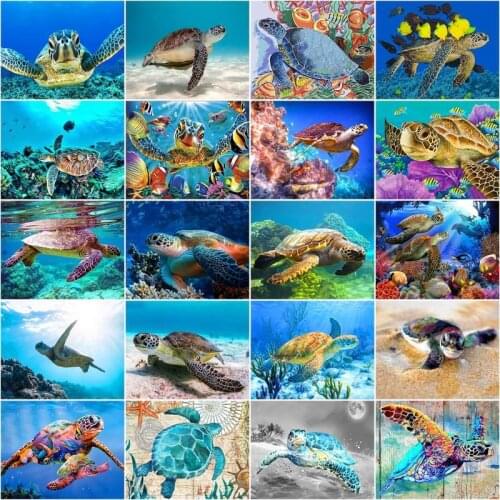 GATYZTORY 60x75cm Paint By Numbers For Adults Beginner Sea Turtle Acrylic Paint By Numbers Kit DIY Wall Art Pictures Home Decor