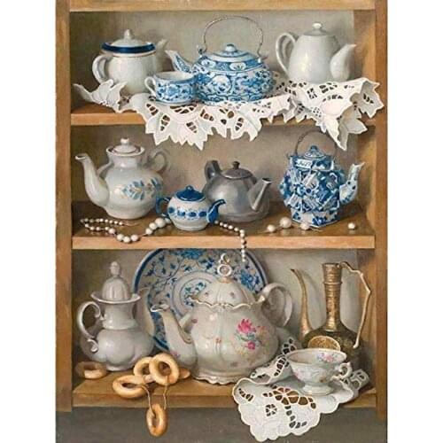 GATYZTORY Frame Diy Painting By Numbers Abstract Teapot Window Landscape Paint By Numbers On Canvas Frameless Home Decoration