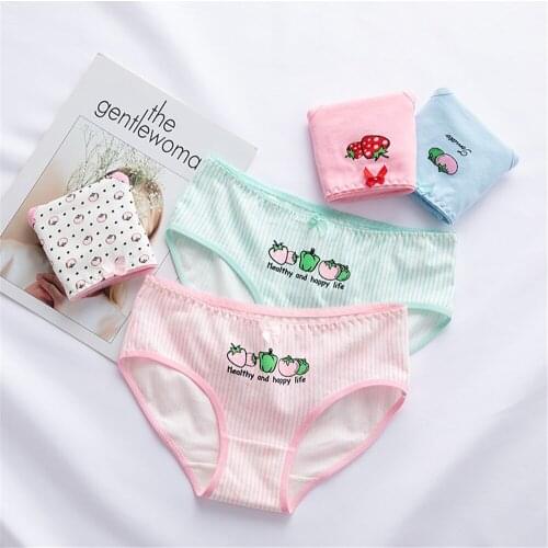 Japanese strawberry fruit underwear cartoon cute low waist cotton ladies students large underwear T821