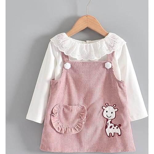 Melario Toddler Baby Cartoon Cute Dresses 2021 New Kids Girls Casual Suspender Dress Autumn Sweet Clothes Newborn Outfits