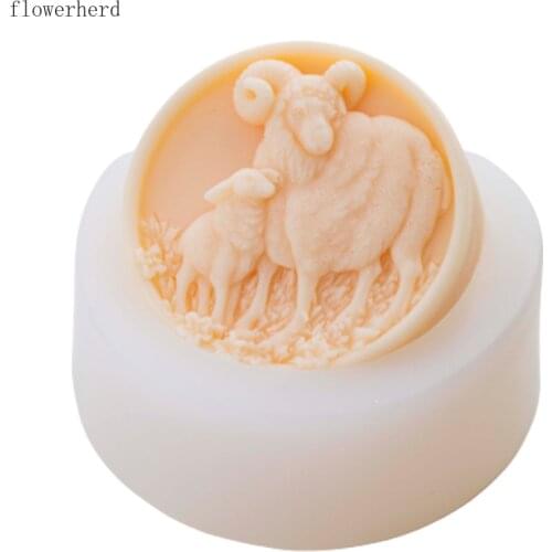 Cute Sheep Round Silicone Mold Handmade Soap Mold Resin Mold Cake Decorating Mooncake Mold Fondant Molds Chocolate Mold