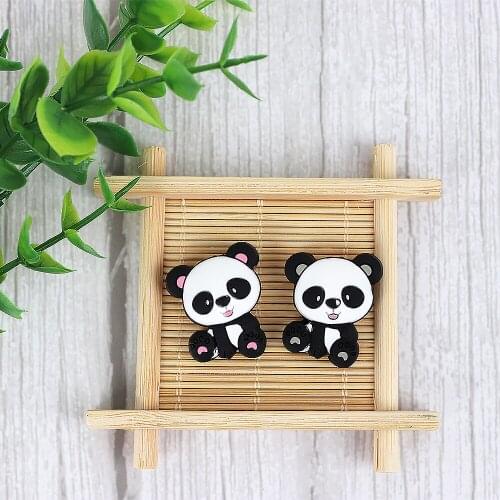 Cute Panda Baby Cartoon Silicone Beads Food Grade Silicone Teether DIY Chewable Baby Teething Gift