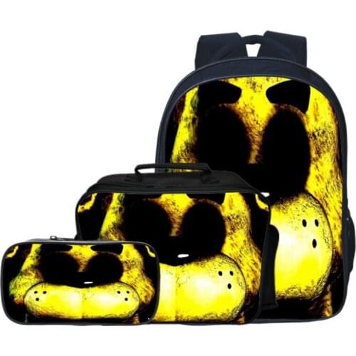 Fashion 3pcs/set Printing Cartoon Five Night At Freddy Children School Bags Teen Backpacks Kids Baby Boys Schoolbag Girls Bag