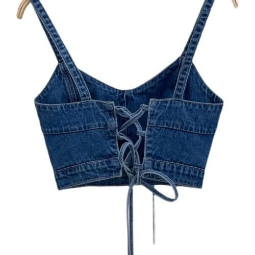 Fashion Denim Vest Female Ladies 2021 New Summer Sling Sexy Sleeveless Short Jackets Womens Vests Waistcoat Tops All Match W832