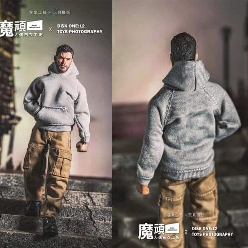 1/12 Male Soldier Hoodie Sweatshirt Overalls Pants Clothes Suit Fit 6'' Action Figure Body