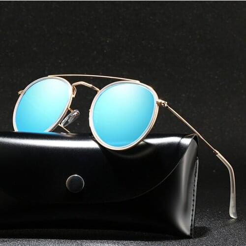 With Case Round Polarized Sunglasses Men Brand Designer Polaroid Sun Glasses Women Metal Frame Black Lens Eyewear Driving