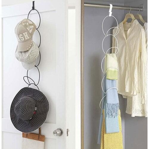 E7CB Wall Room Hanging Hat Holder Rack Round Baseball Cap 5 Storage Organizer Hanger