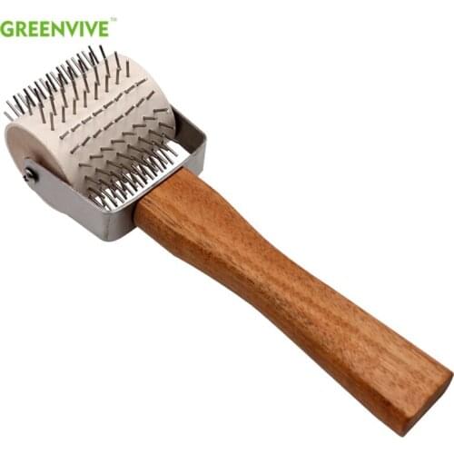 Idler Wheel Uncapping Fork Gear Beekeeping Supplies Tools Wooden Handle Gear Bee Honey Honeycombs Rake Needle Roller