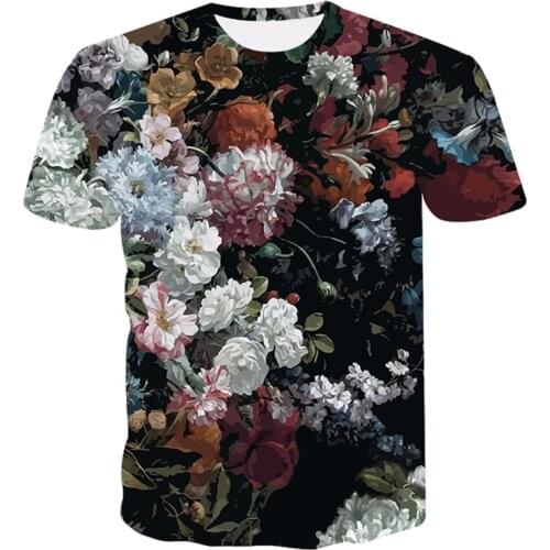 Newly designed T-shirt male/female 3D printed flowers cool funny T-shirt male/female 2019 summer shirt male fashion T-shirt