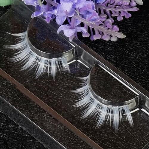 NEW 1 Pair High Quality Cosplay Makeup Natural Long Cross Stripe False Eyelashes New Fashion White Fake Eyelashes Hot Sale