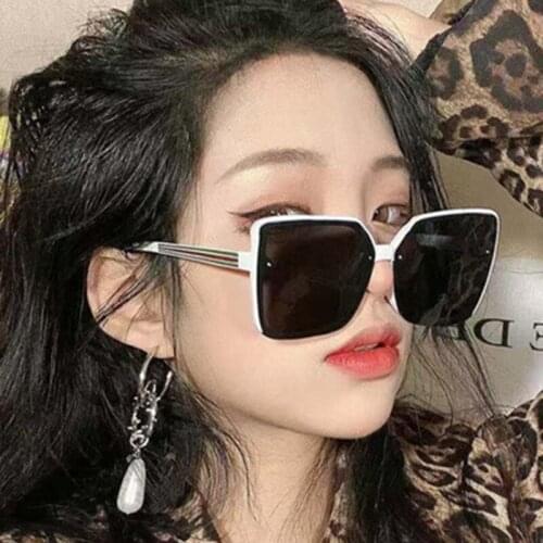 2021 New Fashion Ladies Big Face Korean Sunglasses Personality Big Frame Rice Nail Net Red Same Sun Glasses Dames Zonnebril