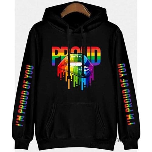 New LGBT Hoodies Streetwear Rainbow Lesbians Gays I Am Proud For You Hoodie Men Women Hoodies Daily Casual LGBT Pullover