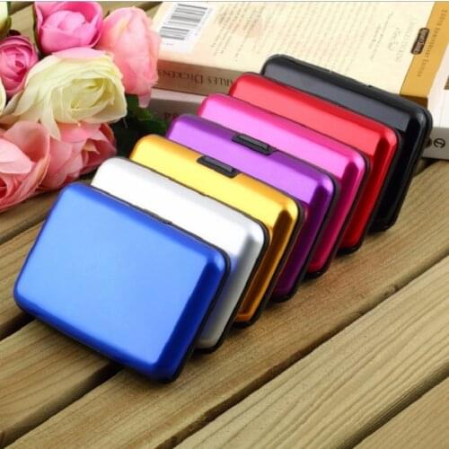 Solid Aluminum Credit Card Case Card Case Aluminum Color Card Box Magnetic Bank Card Case Coin Purse id wallet