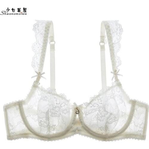Shaonvmeiwu Fall and winter sexy lace no sponge underwear thin transparent and detachable sash bra tempts the bra