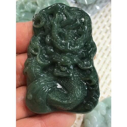 Natural 7A Myanmar jade Handcarved dragon jade green jade pendant jade necklace women men pendants jewelry jade necklaces