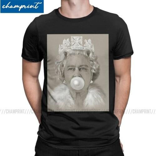 Queen Elizabeth II Blowing White Bubble Gum T-Shirts for Men British Royal Crown Leisure Tee Shirt Round Neck T Shirt 6XL Tops