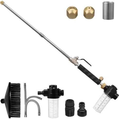 GTBL Hydro Jet High Pressure Power Washer Wand Extendable Sprayer Wand with Flexible Hose Nozzle Foam Connon Pivoting Brush